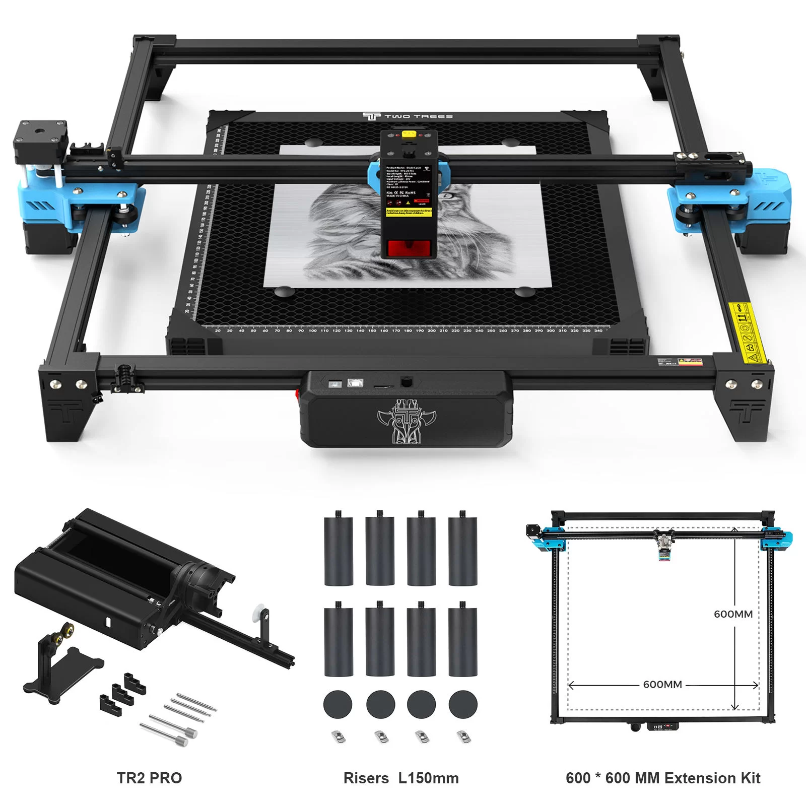 Twotrees TTS-20 Pro Laser Engraving Machine WIFI Control DIY 20W Laser Cutting All-in-One Machine, Processing Area 418x418mm - Image 3