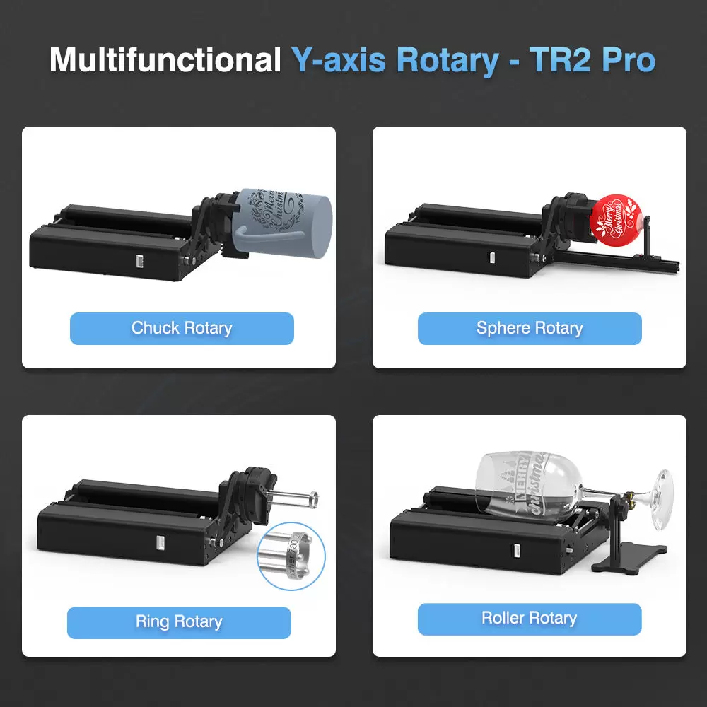 Twotrees TR2 PRO Rotary Roller 360° Y-axis Rotary Roller for Laser Engraving Cutting Machine for Circle Sphere Cylinder/Ring/Cup - Image 3