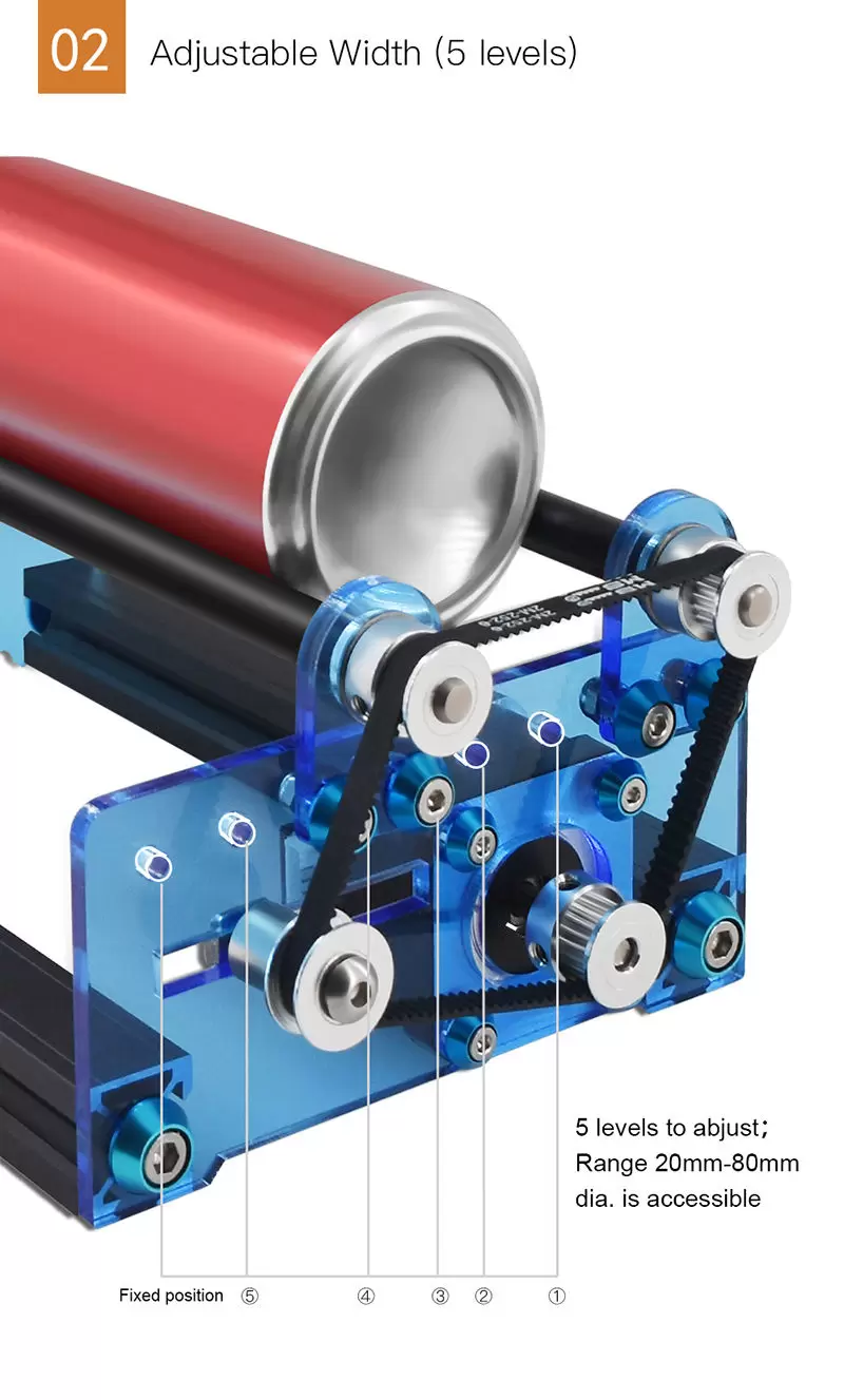 TWOTREES Y-axis Rotary Roller for Laser Engraver 360° rotating Heightening Footrest For Laser Engraving Extra Long Objects Cans - Image 4