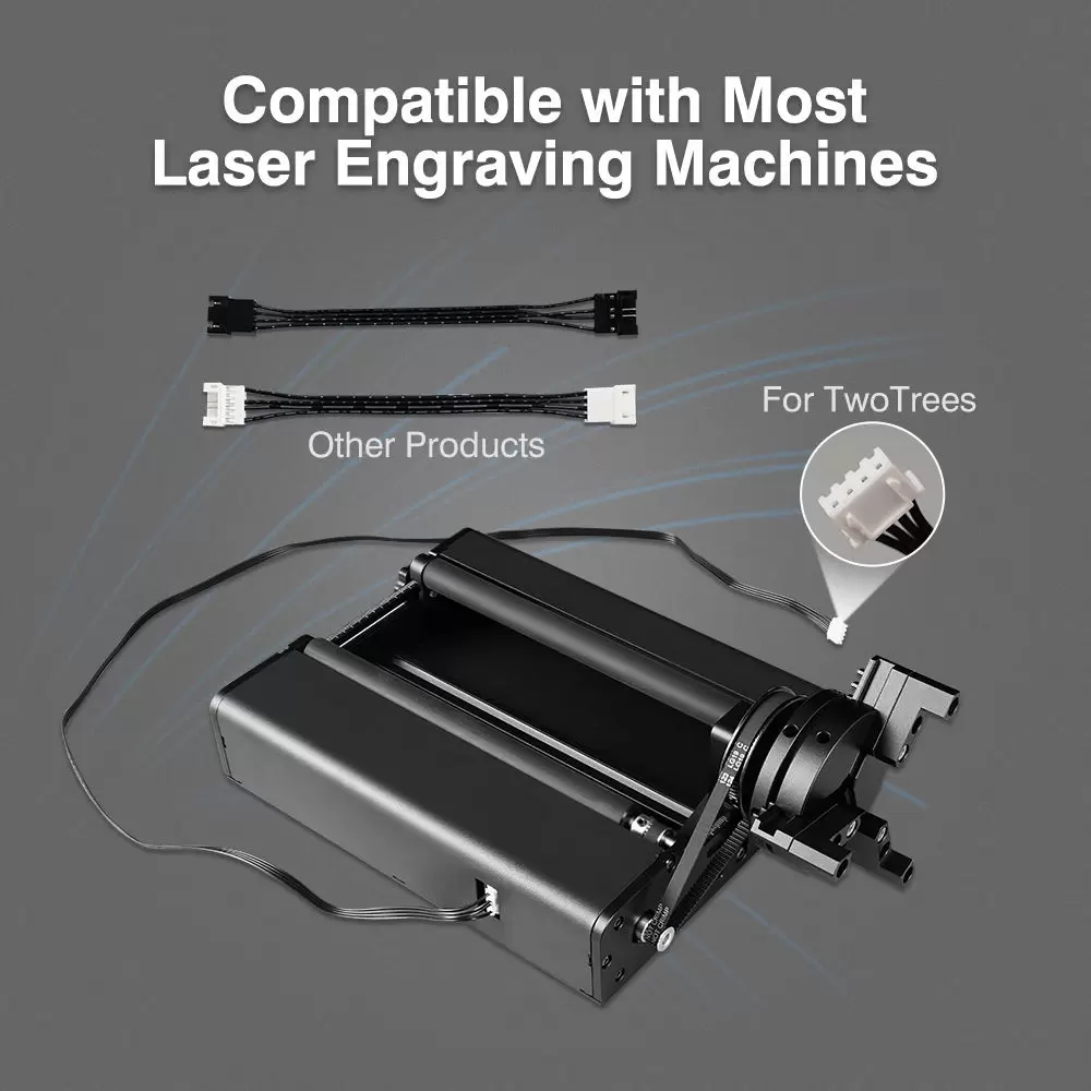 Twotrees TR2 PRO Rotary Roller 360° Y-axis Rotary Roller for Laser Engraving Cutting Machine for Circle Sphere Cylinder/Ring/Cup - Image 4