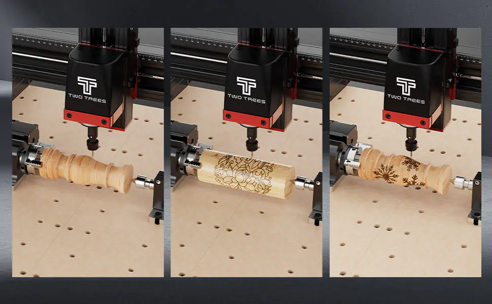 4th Axis Rotary Kit by TWOTREES | 4:1 Reduction 50mm Center Height Jaw Rotary Attachment for TTC450 CNC Wood Engraver - Image 4