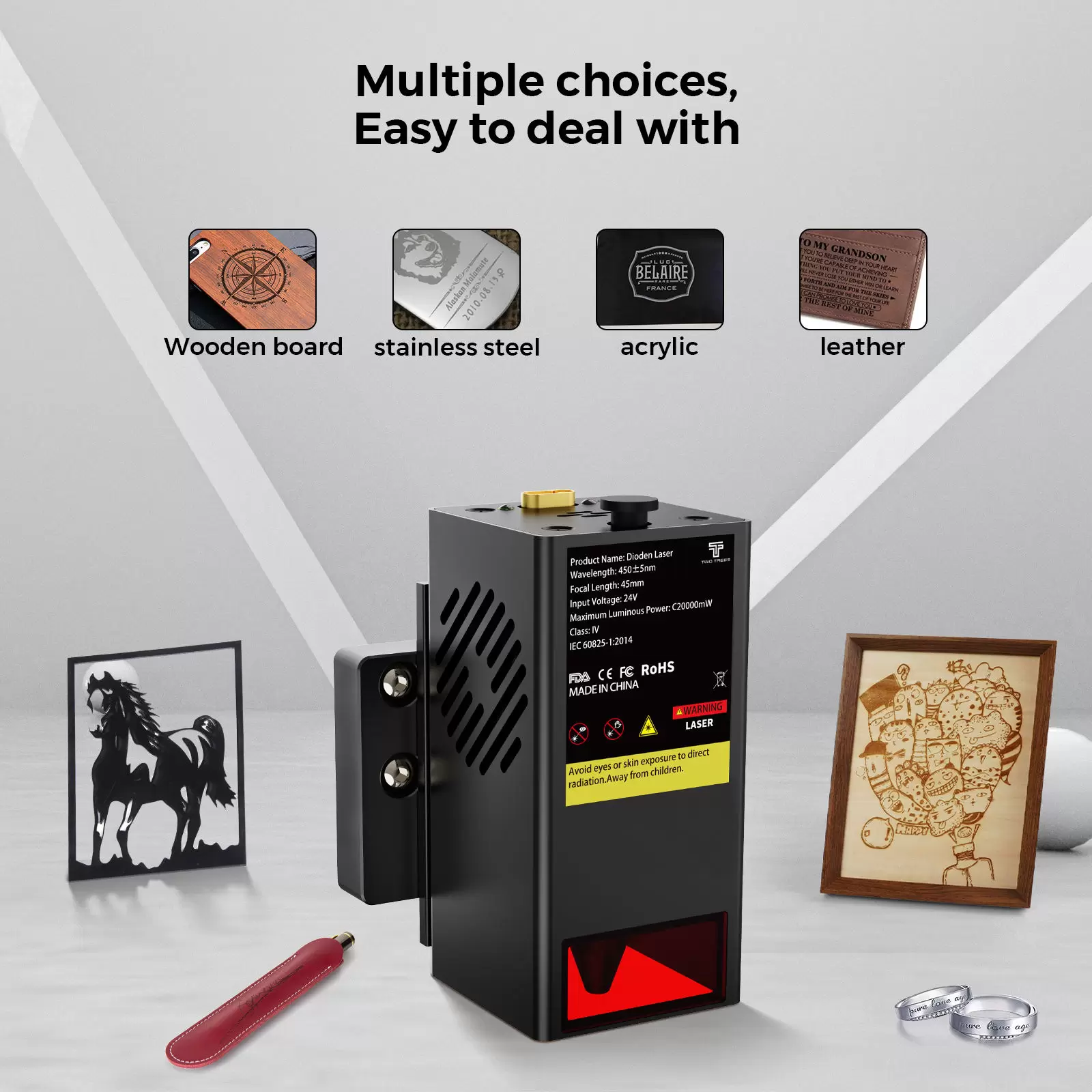 TWO TREES TC20 Laser Module for TTC450 Pro 20W Module for Laser Engraving Machine Cutting 15mm Pine Boards Effortlessly - Image 6