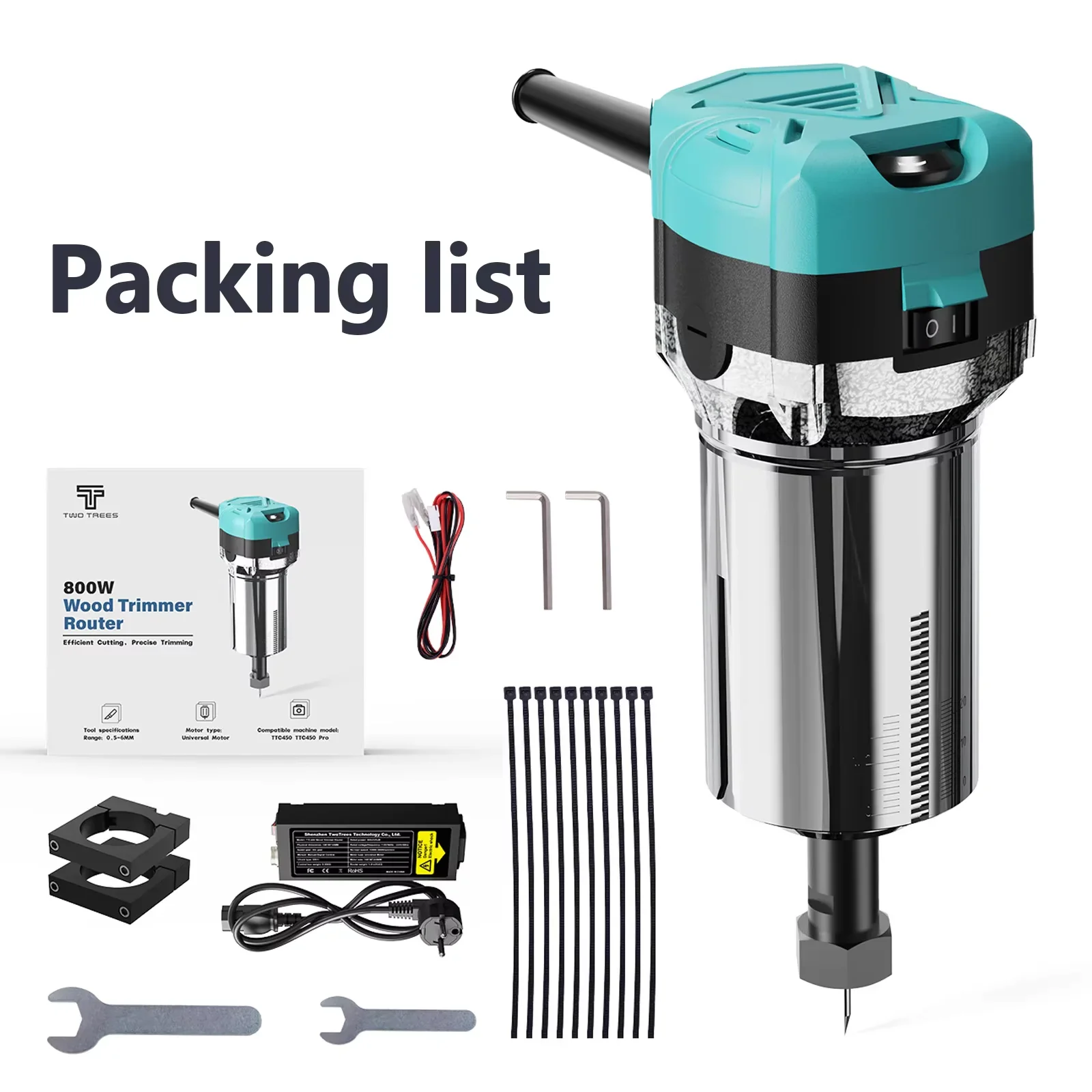 TWOTREES TTC450 800W Wood Trimmer Spindle Assembly Kit, Mini CNC Engraving Router Tool Equipped with Storage Case for Multi-Type Processing Equipment - Image 6
