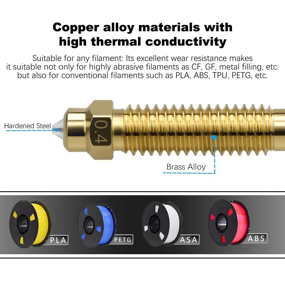 0.4mm 0.6mm 0.8mm 1.0mm Bimetallic Brass Nozzles High‑Flow 3D Printer Nozzle for Centauri Carbon & Centauri 3D Printers - Image 2