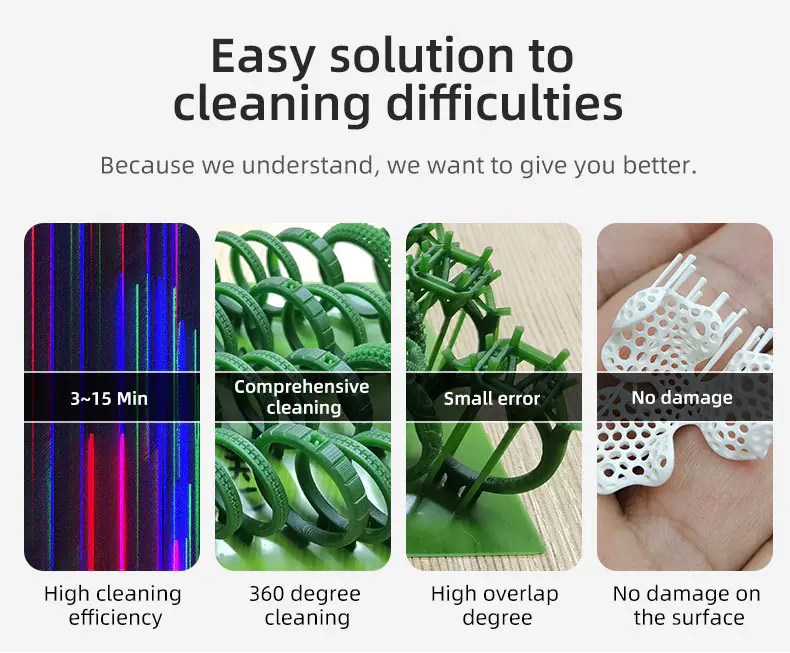Emake 3D Industrial Resin Ultrasonic Cleaning Machine, Quick Easy-Operate Cleaning Box with 1-Year Warranty - Image 3