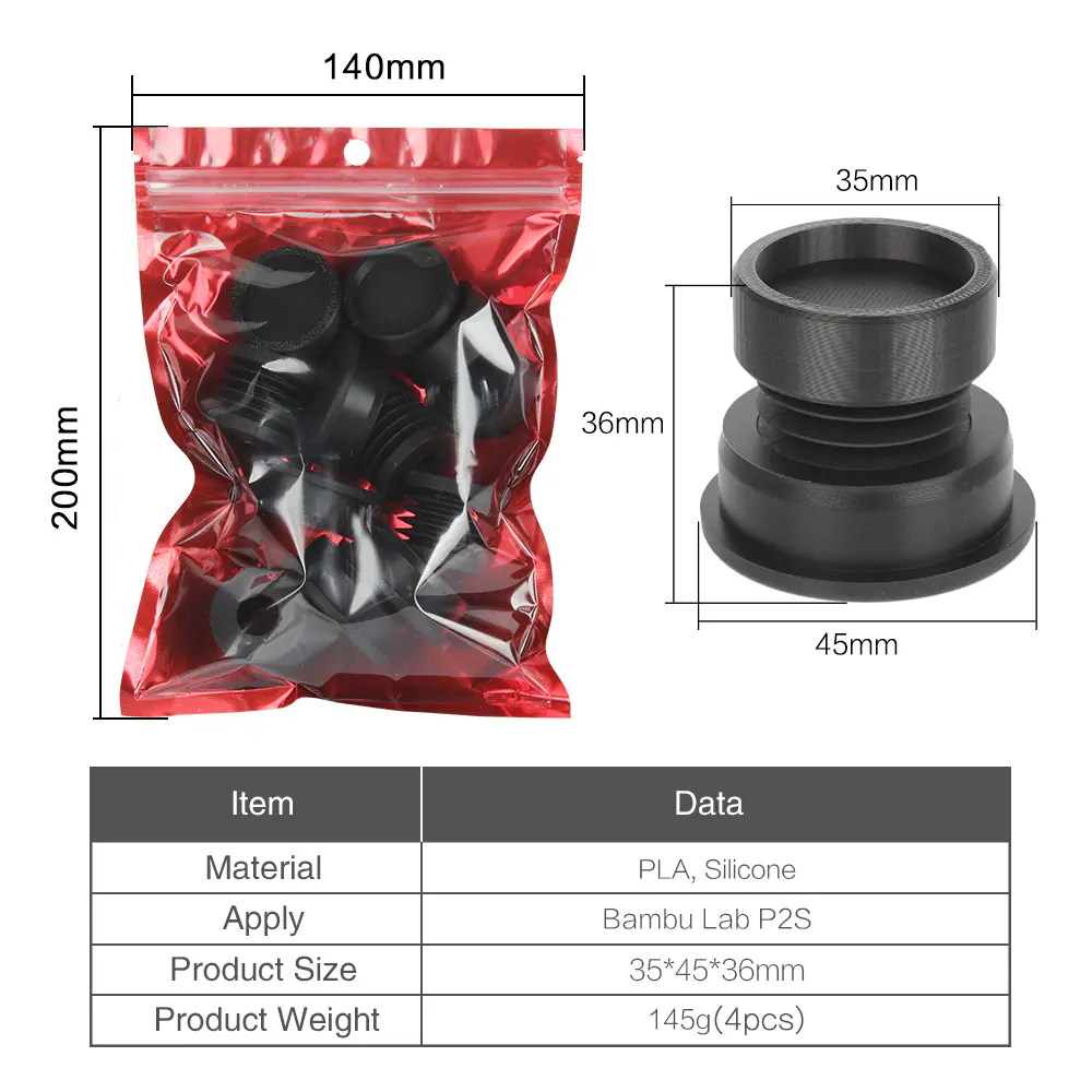 Anti‑Vibration Rubber Feet Pads for Bambu Lab P2S, Anti‑Slip Anti‑Shock Dust‑Proof Upgrade Foot Pads - Image 3