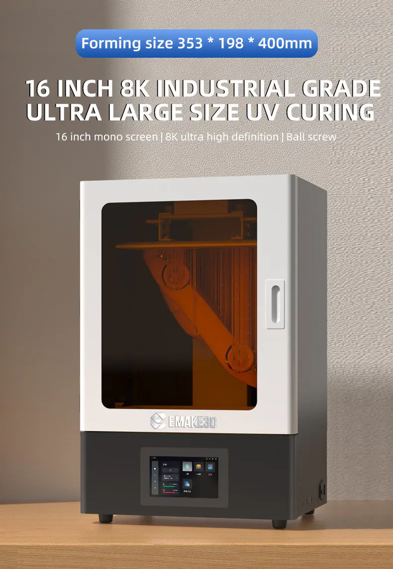 Brand‑New EMAKE 16‑inch LED Parallel Matrix 8K UV 3D Printer, High‑Precision USB‑Connected 3D Printer for Dental Component Design - Image 2