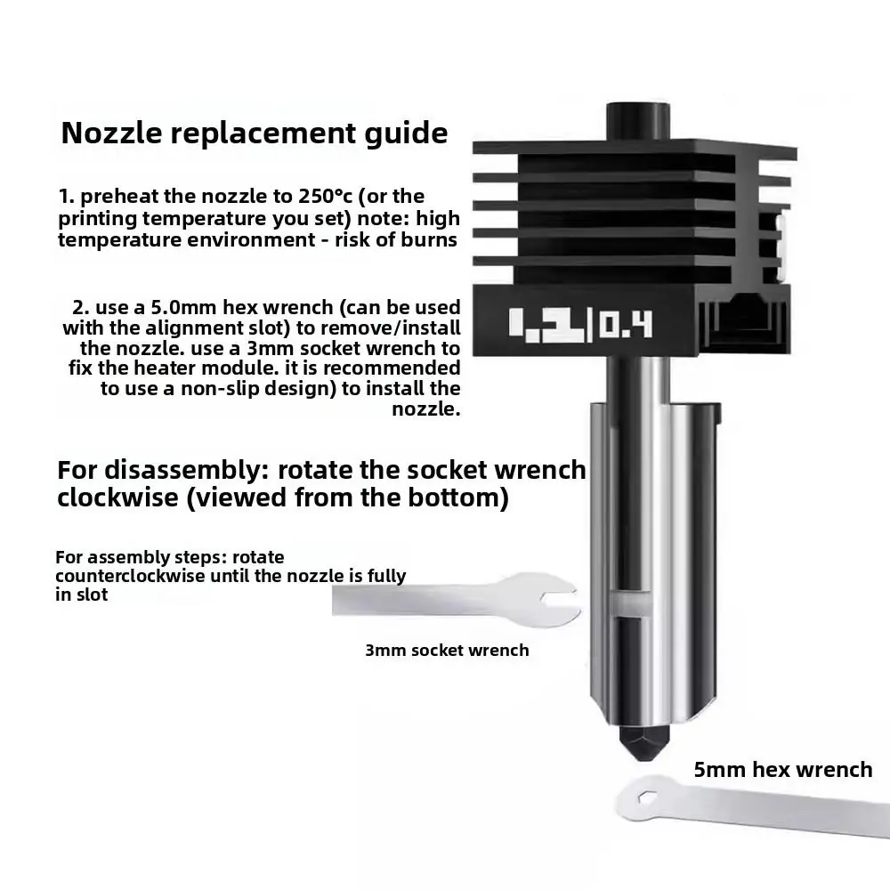 NEW Upgrade: Bambu Lab P2S/P2SC High-Temp Hotend Kit (Detachable 0.4mm Hardened Steel Nozzle) - Image 4