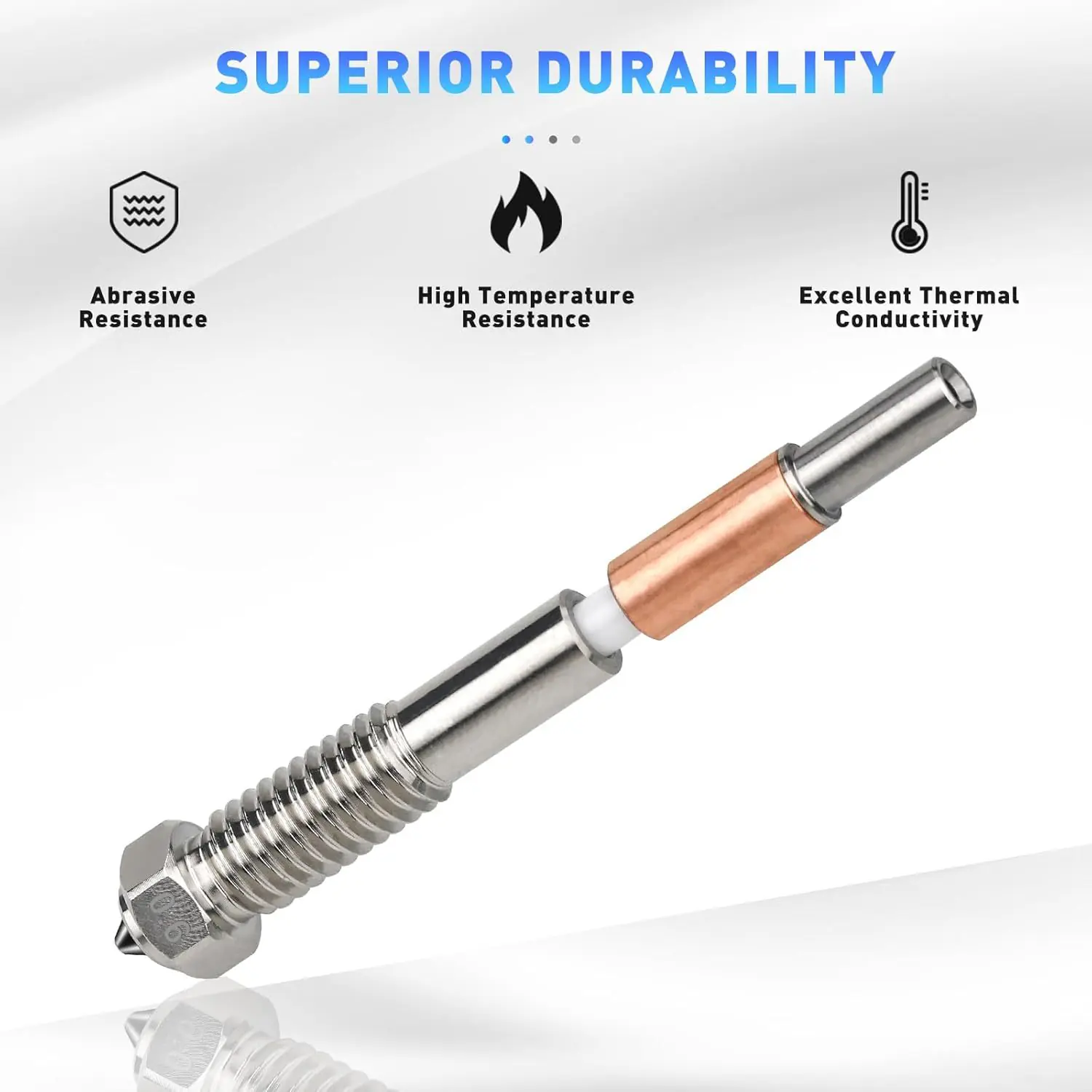 Integrated Bimetallic Hardened Steel Q2 Nozzle with Ceramic Insulation | Durable Hotend Nozzle for QIDI Q2 Combo Q2C 3D Printer - Image 4