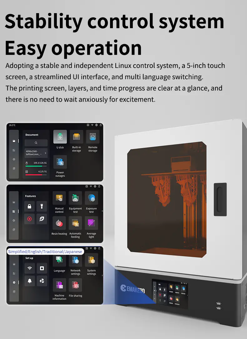 Emake 16K 14 Inch Industrial MSLA 3D Printer, Fast Light Curing Printer with USB Connectivity & 1-Year Warranty - Image 3